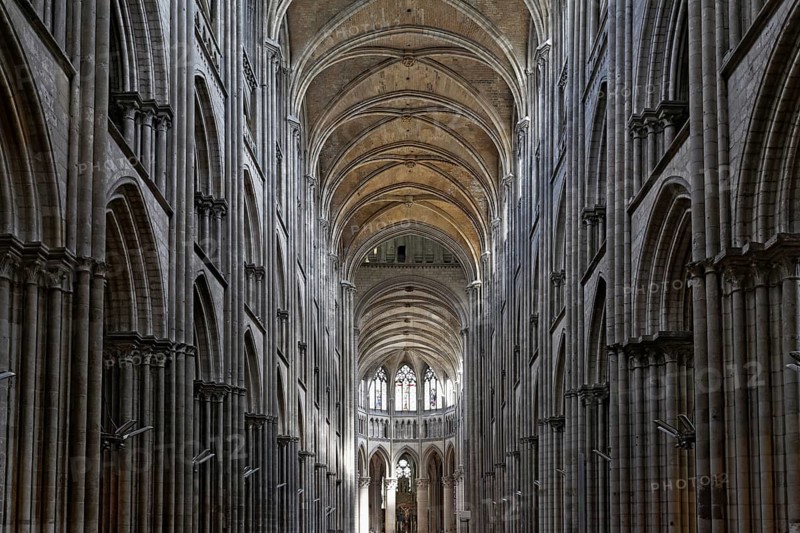 Nave of the gothic Cathedral of Rouen