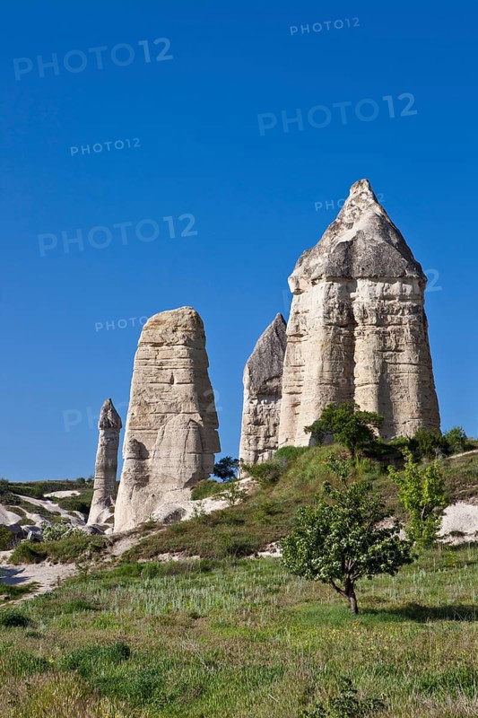 Fairy Chimneys made of tufa in the Valley of Love near the World Heritage Site of Goereme