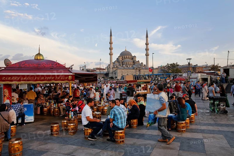 Stalls offering fish sandwiches or Balik Ekmek