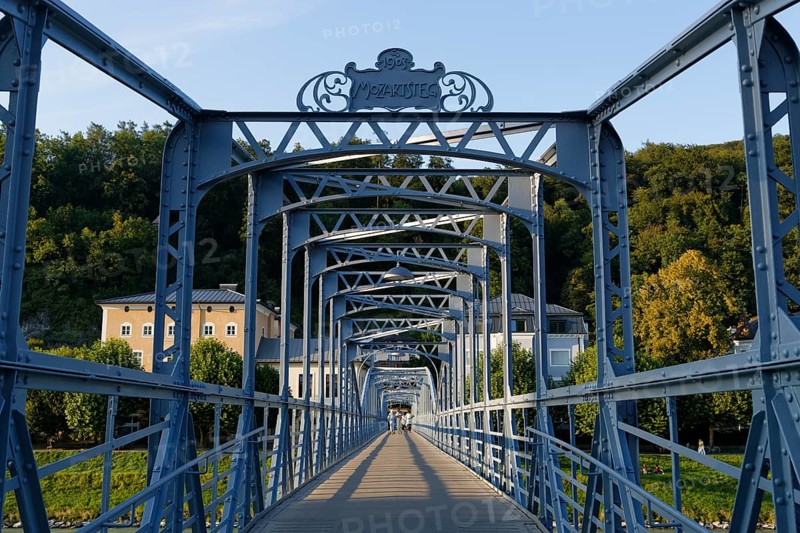 Mozartsteg bridge across the Salzach river
