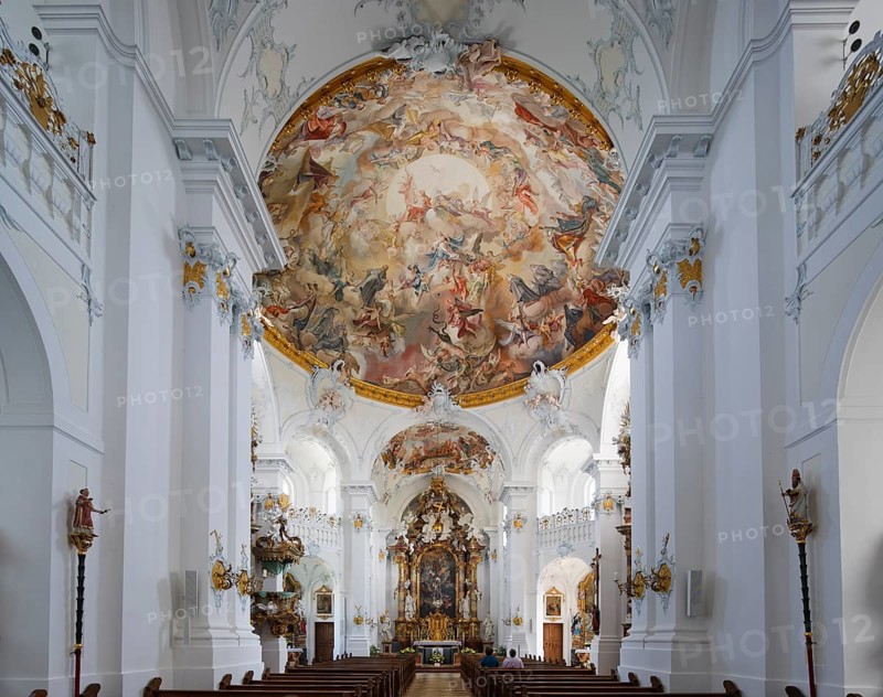Former monastery church with ceiling frescoes by Matthaus Gunther and the high altar by Ignaz Gunther