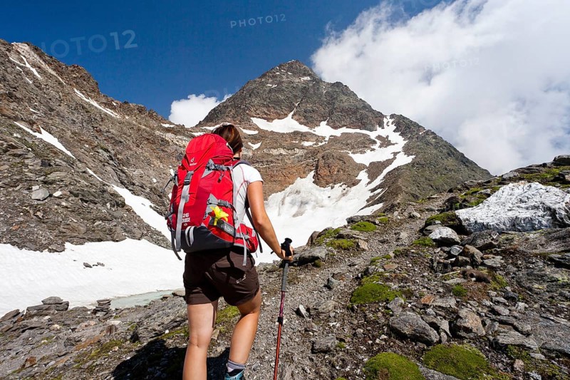 Hiker climbing Hochwilde mountain