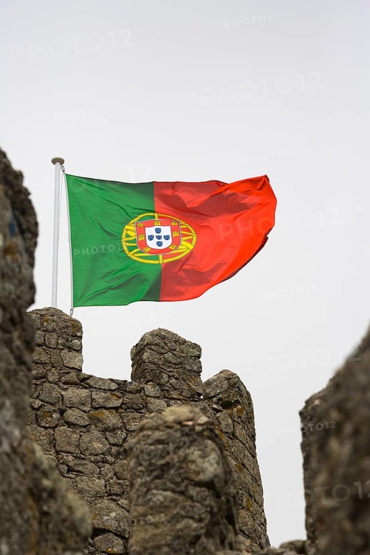The Portuguese flag on the wall of the Moorish Castle