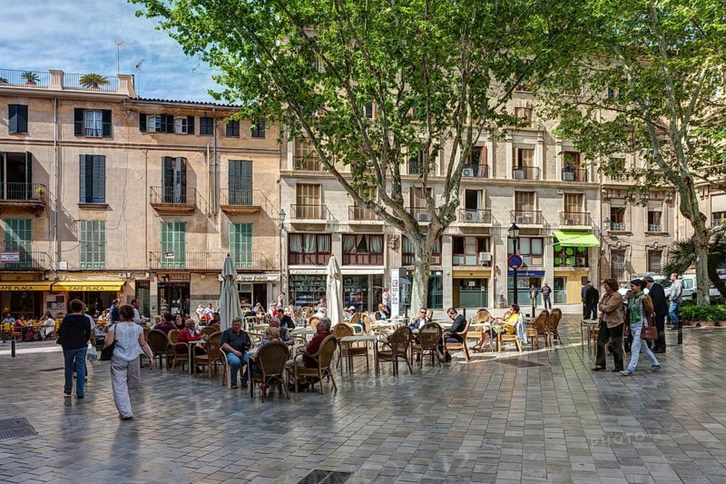 Street cafes on Placa de Santa Eulalia square