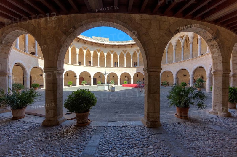 Gothic arcades in the courtyard of Bellver Castle