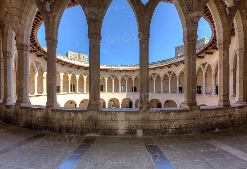 Gothic arcades in the courtyard of Bellver Castle
