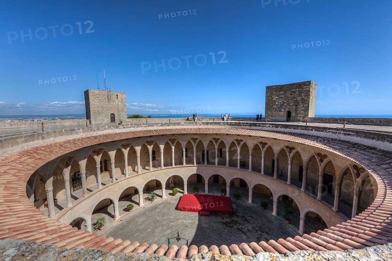Gothic arcades in the courtyard of Bellver Castle
