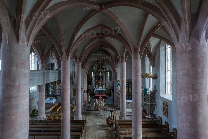 Interior of the gothic hall church St. Veit Church