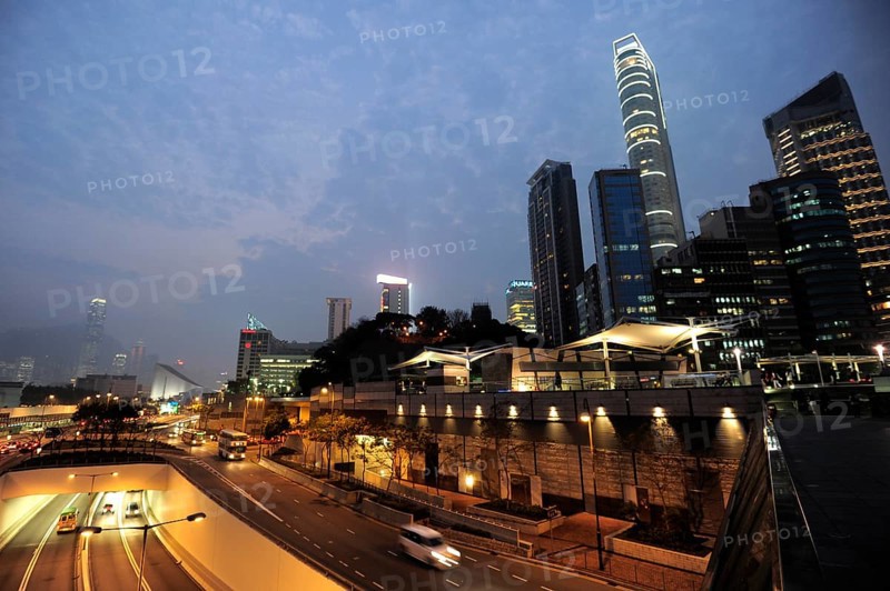 A highway underpass in the evening
