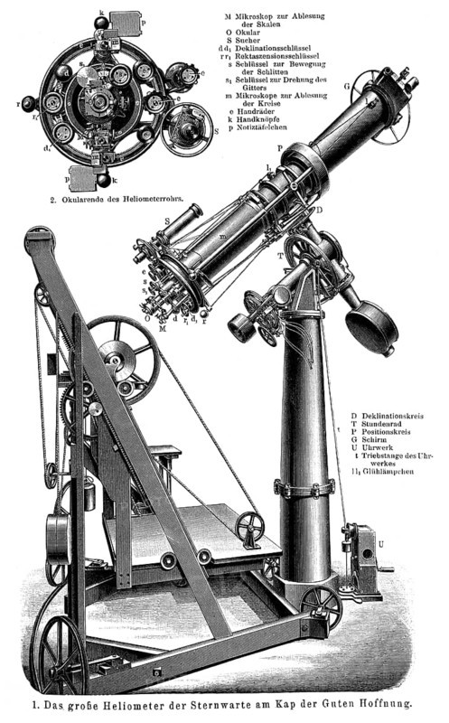 Display chart of the large heliometer of the observatory at the Cape of Good Hope
