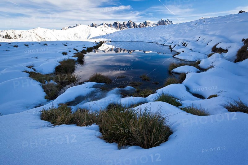 Kalkkoegel Range reflected in the water