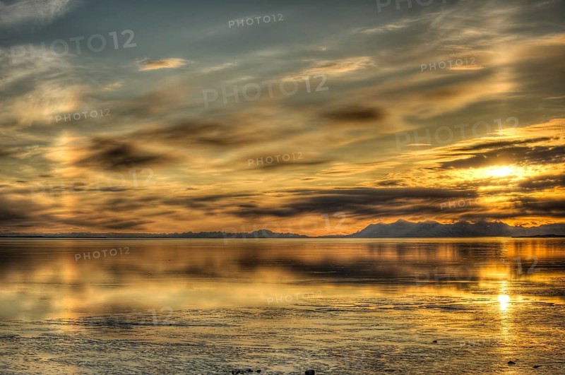 Sunset and halos over Cook Inlet
