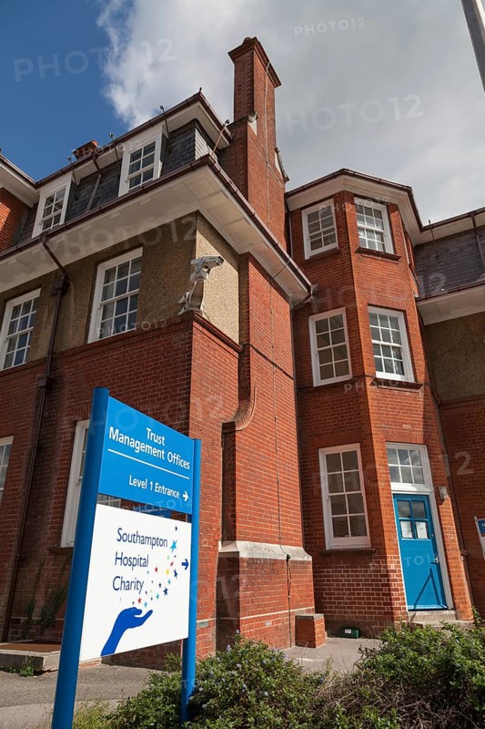 Trust Management Offices sign and building at Southampton General Hospital