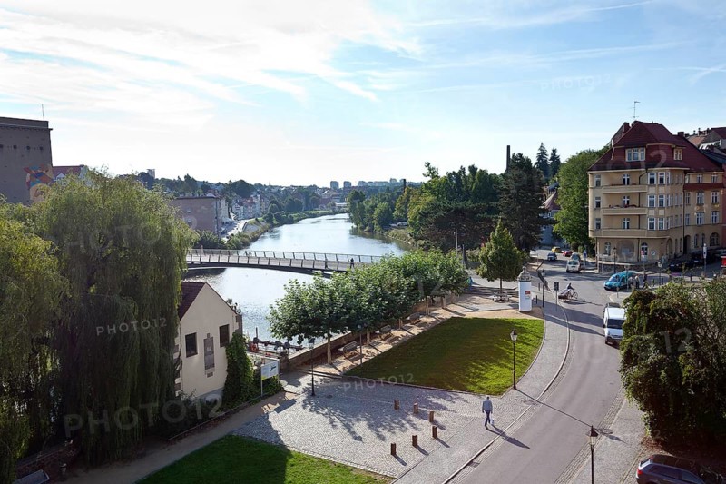 View of Altstadtbruecke bridge across the Neisse river as seen from the Church of St. Peter and Paul
