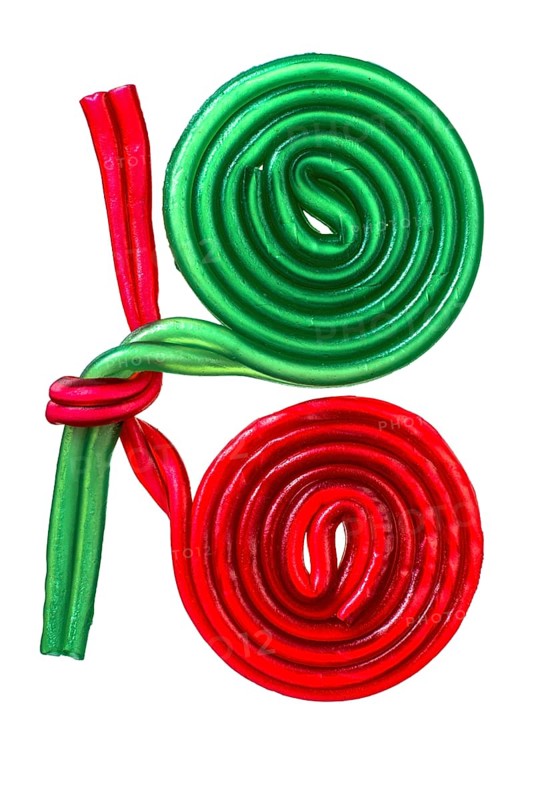 Green and red fruit gum snails