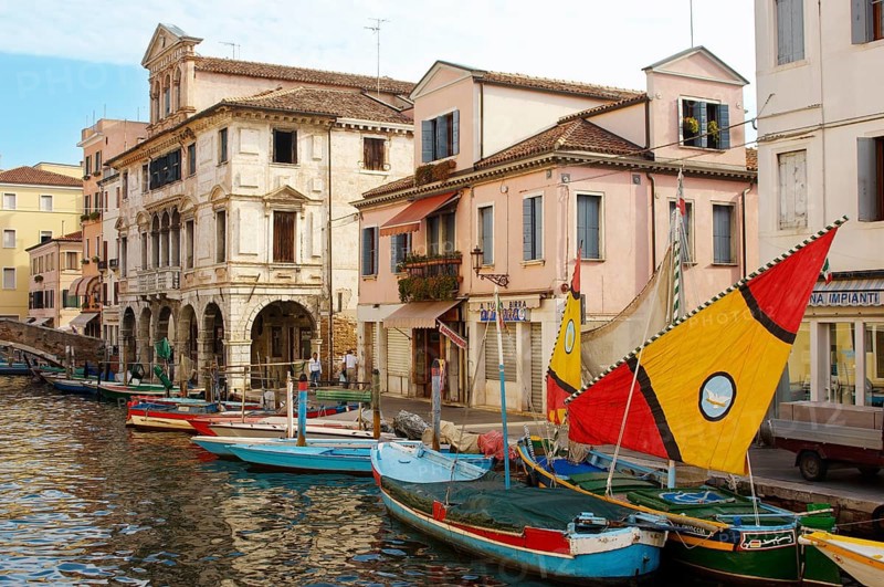 Traditional sail fishing boats on Riva Vena canal