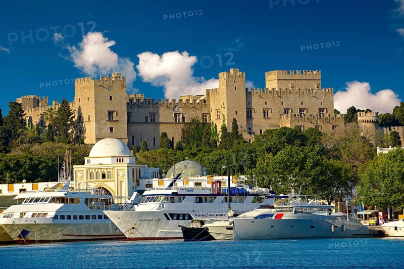 The 14th century medieval palace of the Grand Master of the Knights of St John with the archaic harbour below