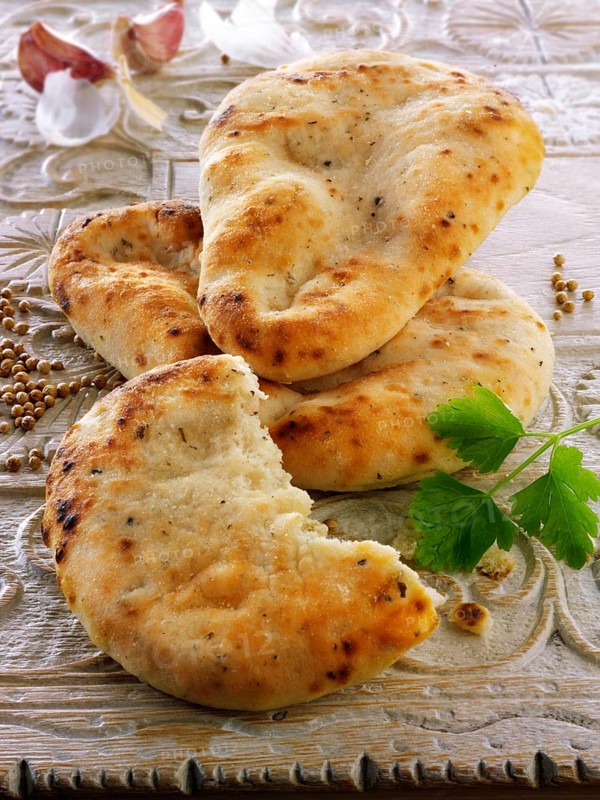 Garlic and coriander Indian naan bread