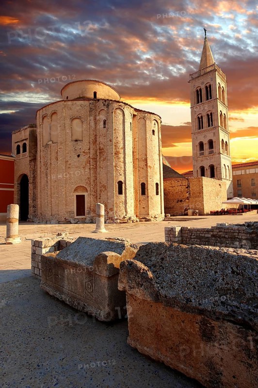 The pre-Romanesque Byzantine St Donat's Church and the Campanile bell tower of the St Anastasia Cathedral
