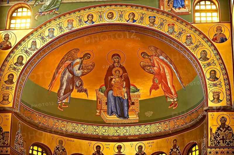 Reconstructed Byzantine style frescos of the 4th century AD