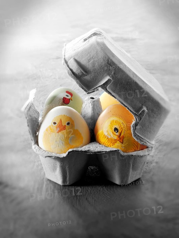 Hand-painted eggs with Easter chicks design