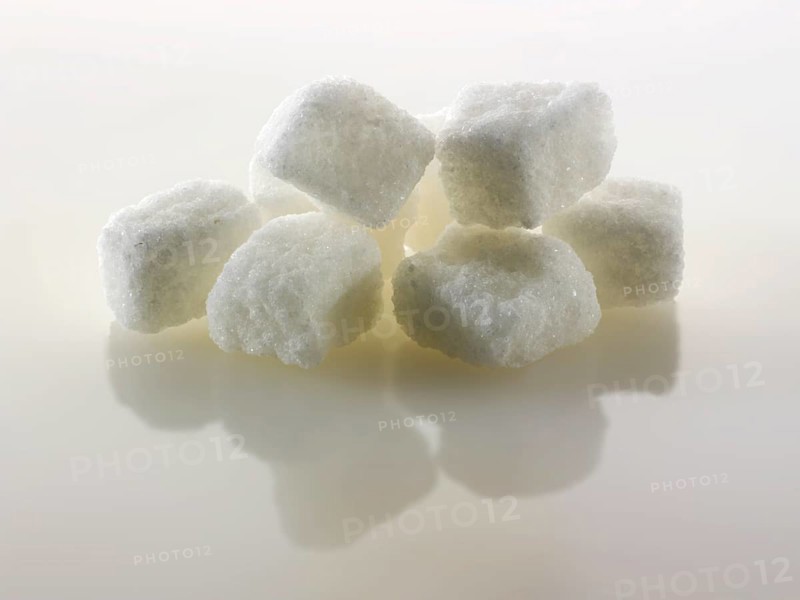 Rough cut white sugar cubes