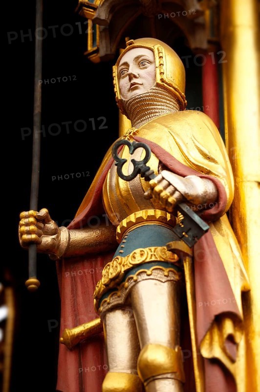 Close up of the Gothic statues of The Schoener Brunnen