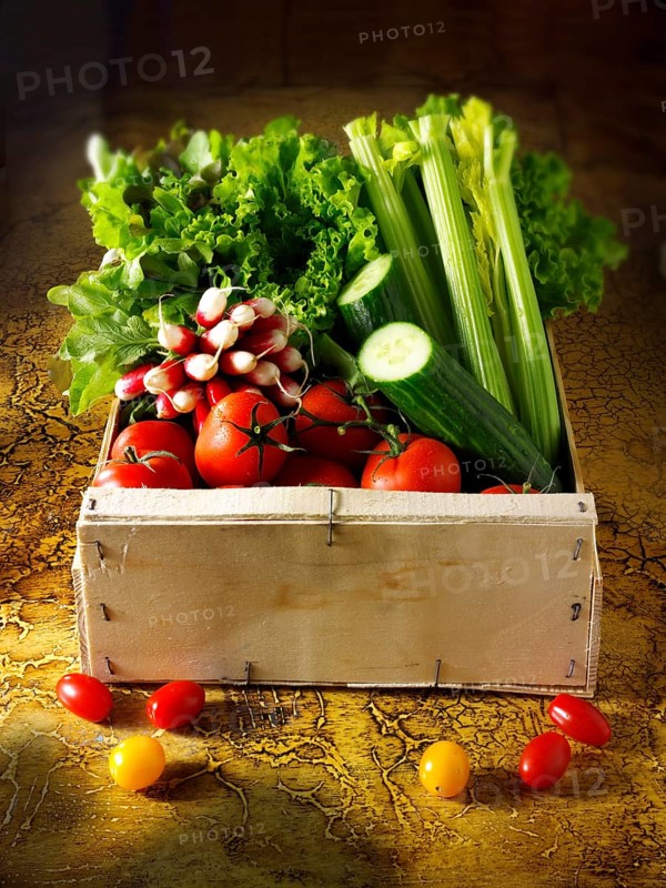 Box of mixed fresh vegetables