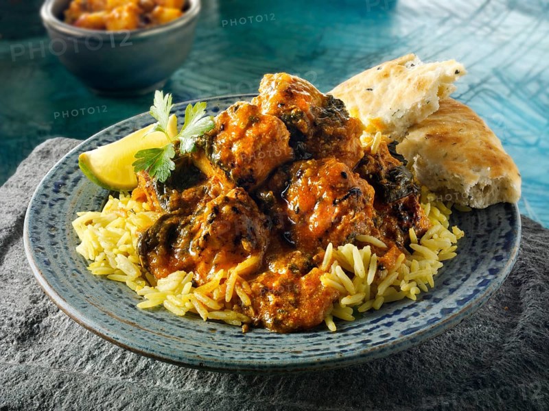 Chicken Sag Masala curry and rice