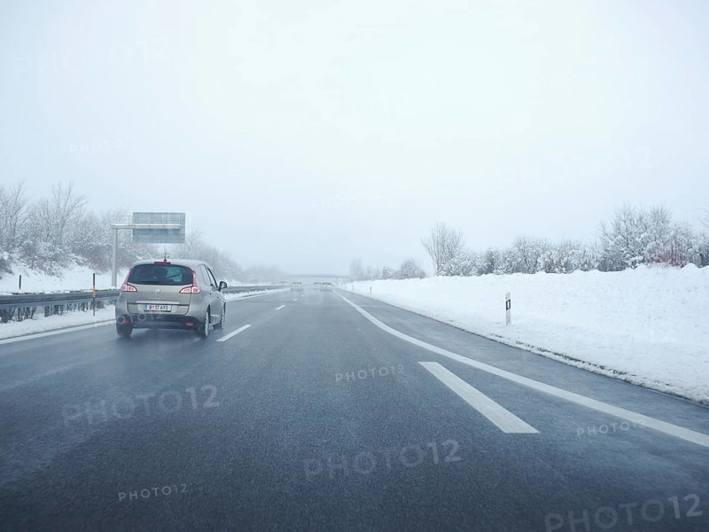 German Autobahn A5 at sleet
