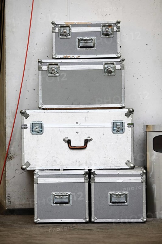 Aluminium transport boxes at a trade show