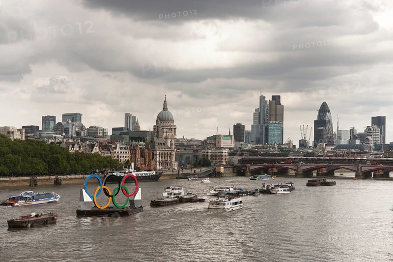 Olympic rings on the Thames