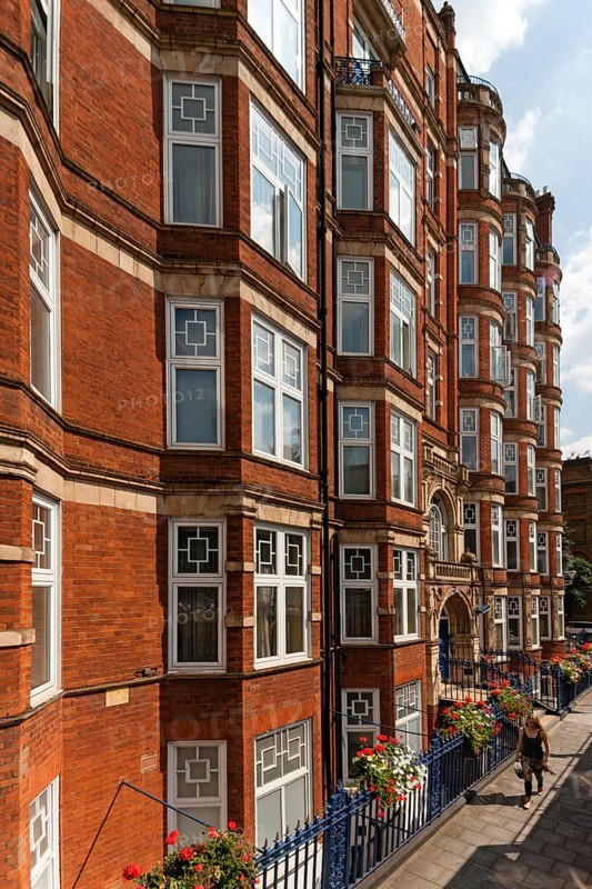 Brick buildings in the Old Gloucester - corner of Marylebone Road