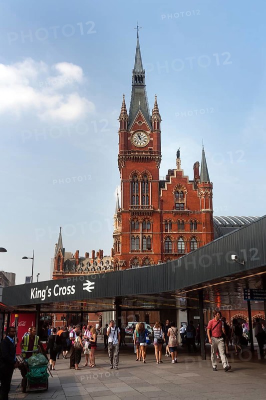 Neo-Gothic St Pancras station with clock tower