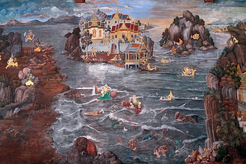 Ramakien mural in Phra Rabieng
