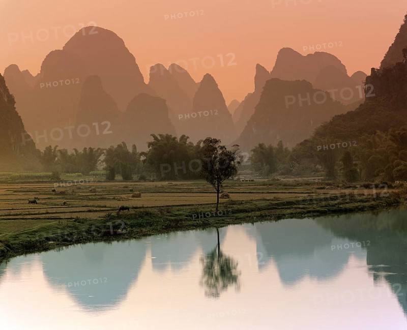 Karst mountain landscape along the Yulong River