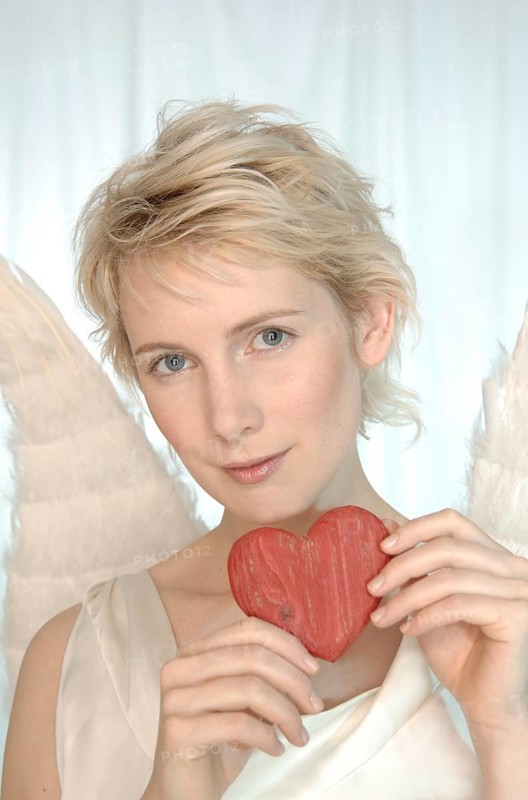 Blonde woman with angel wings