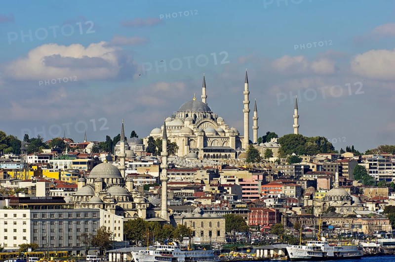 View of the Sueleymaniye Mosque on the right and the New Mosque