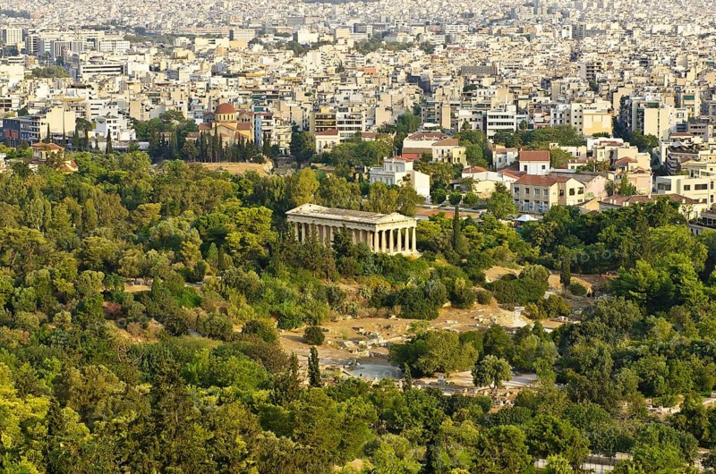 View from the Acropolis over the city of Athens