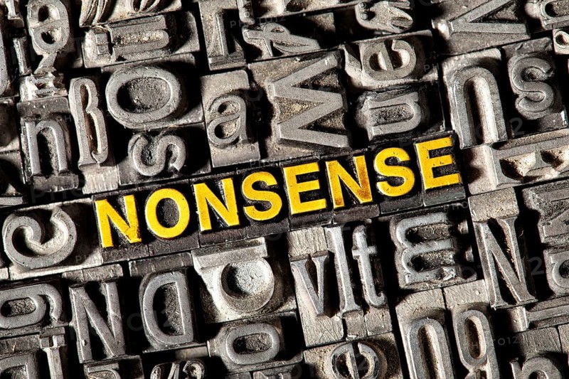 Old lead letters forming the word NONSENSE