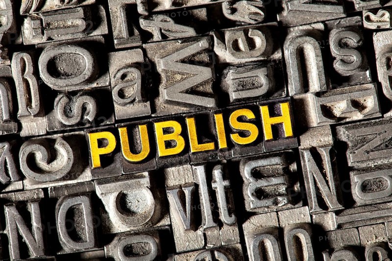 Old lead letters forming the word "PUBLISH"