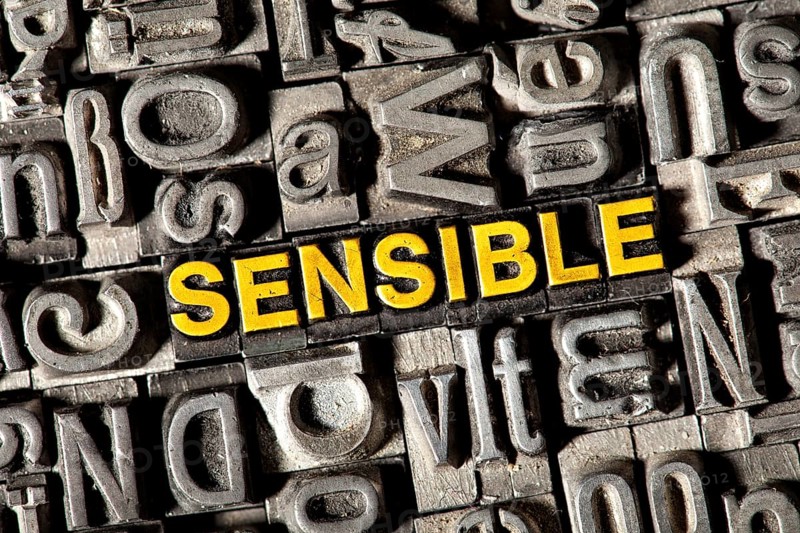 Old lead letters forming the word "SENSIBLE"
