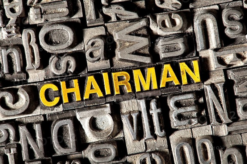 Old lead letters forming the word Chairman