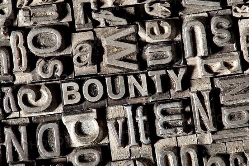 Old lead letters forming the word "BOUNTY"