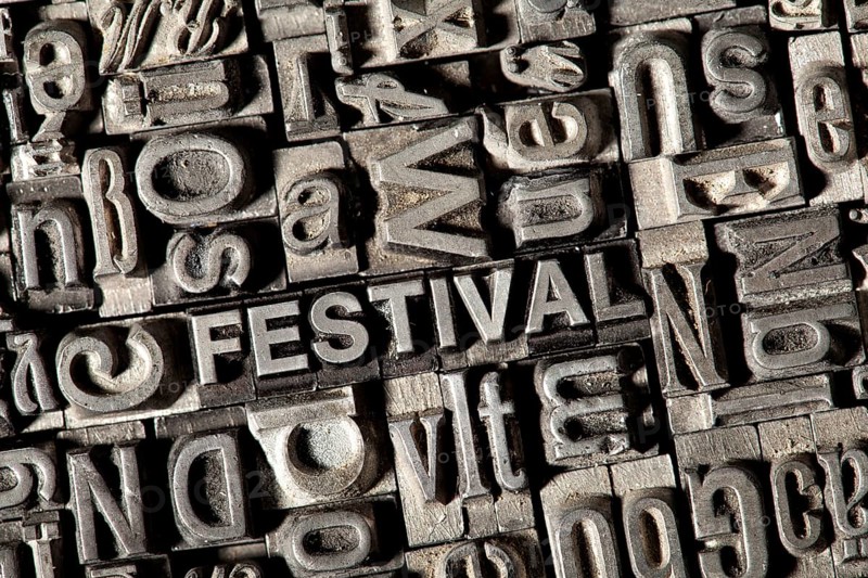 Old lead letters forming the word FESTIVAL