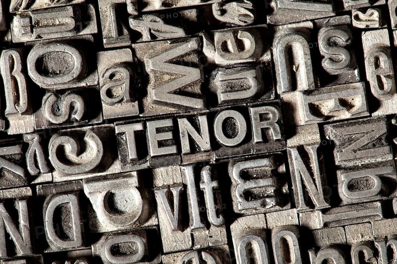 Old lead letters forming the word TENOR