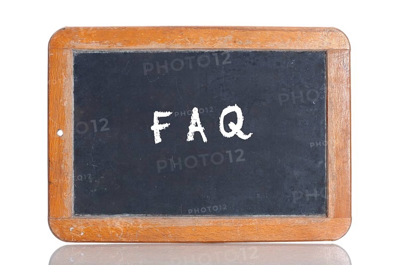Old school blackboard with the abbreviation FAQ