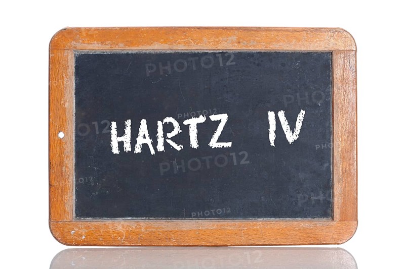 Old school blackboard with the term HARTZ IV