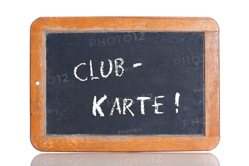 Old school blackboard with the term CLUBKARTE