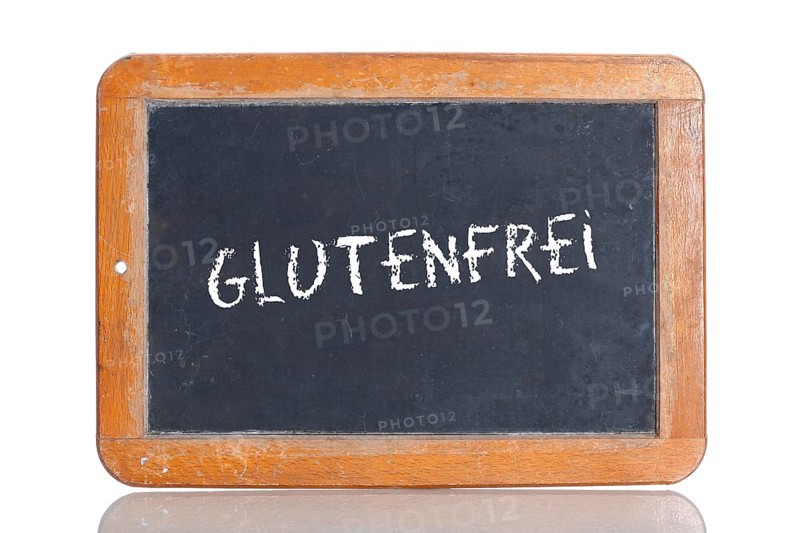 Old school blackboard with the term GLUTENFREI